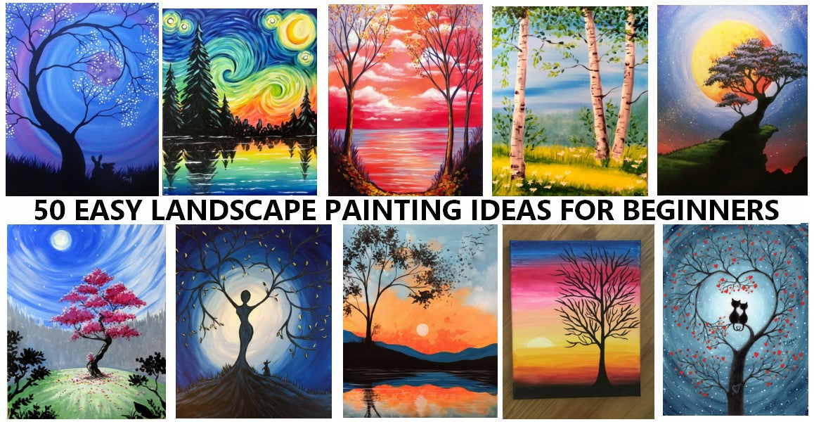 30 Easy Landscape Paintings, Simple Acrylic Painting Ideas, Easy