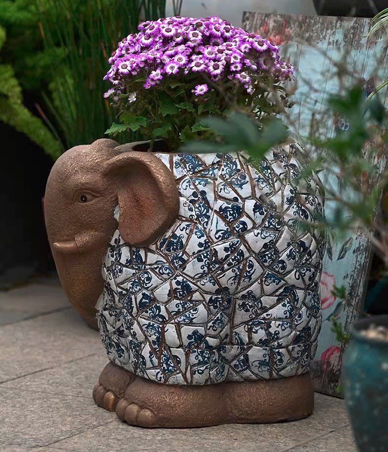 Unique Garden Flowerpot, Large Elephant Flowerpot, Resin Statue for Ga
