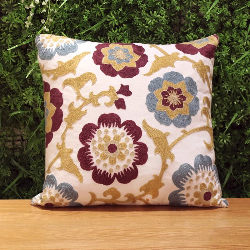 Decorative Sofa Pillows for Couch, Embroider Flower Cotton Pillow Cove –  Paintingforhome