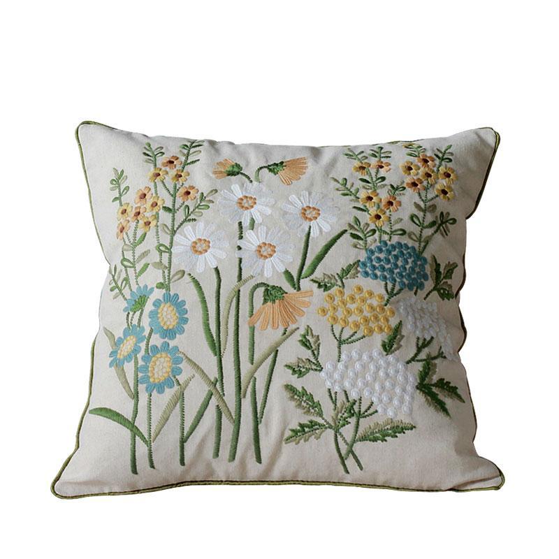 Cotton and linen Pillow Cover, Embroider Decorative Soft Throw Pillow – Art  Painting Canvas