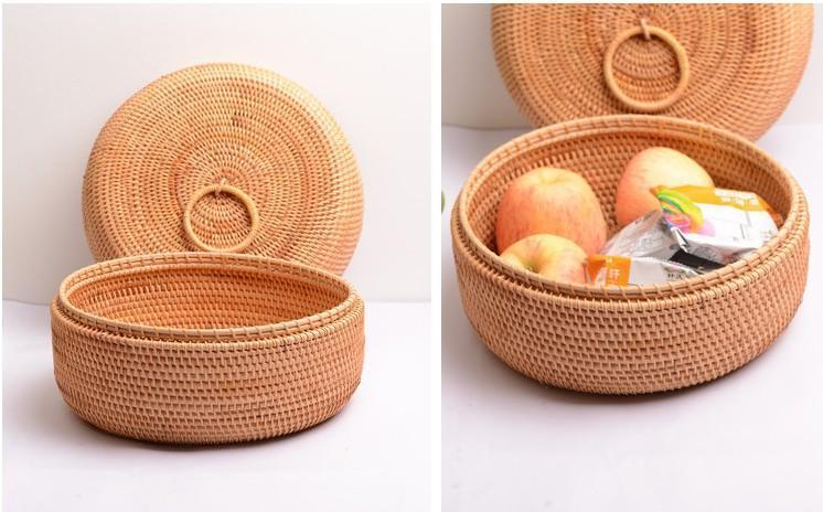Handwoven Rattan Wall Hanging Storage Basket, Small Decorative