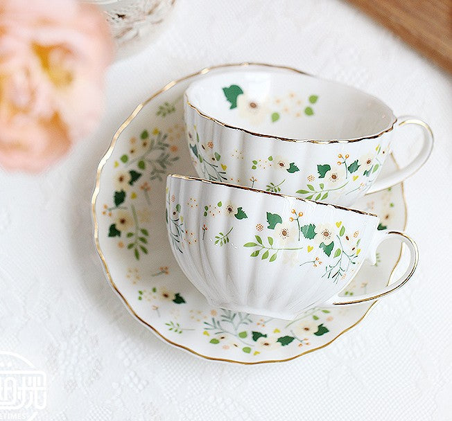 Silver Bone China Porcelain Tea Cup Set, Elegant Ceramic Coffee Cups, –  Paintingforhome