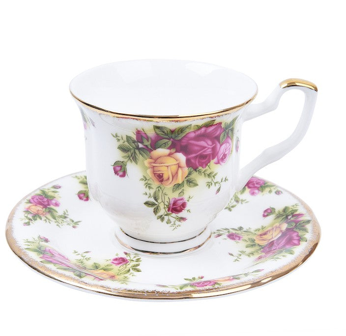 Beautiful British Flower Tea Cups, Unique Porcelain Cup and Saucer, El