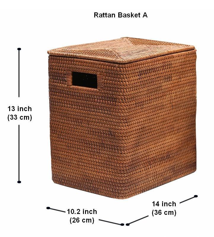 Wicker Storage Baskets for Bathroom, Rattan Rectangular Storage