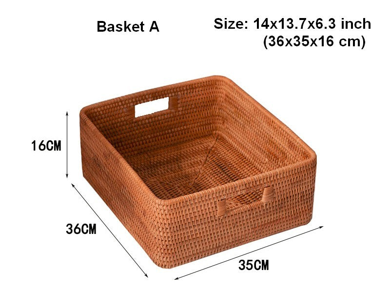 Large Rectangular Storage Basket with Lid, Rattan Storage Case, Storag –  Paintingforhome