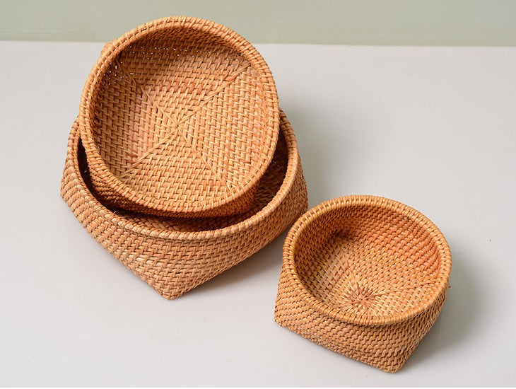 Woven Basket with Handle, Vietnam Traditional Handmade Rattan Wicker Storage  Basket – Paintingforhome