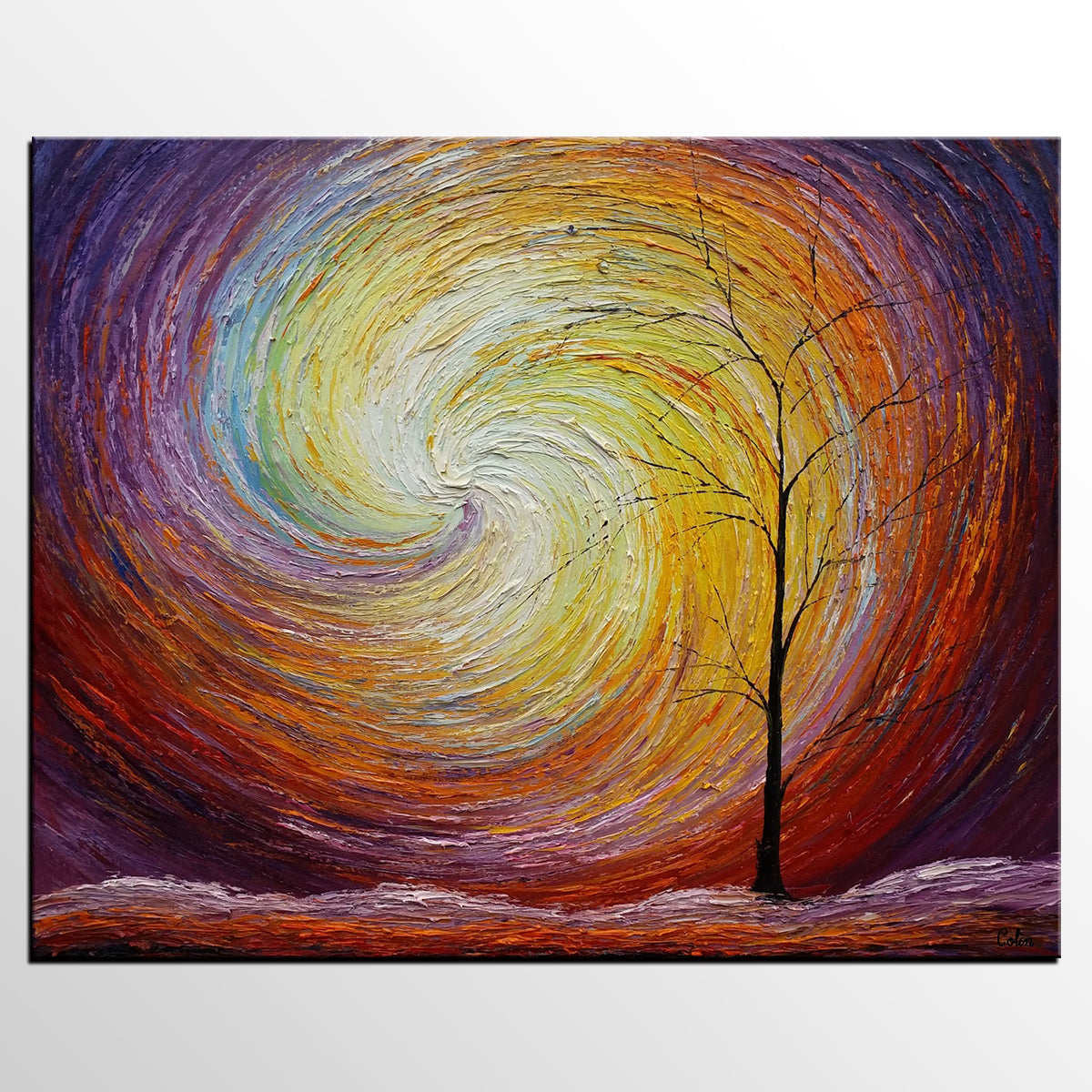 Abstract Canvas Paintings, Tree of Life Painting, Heavy Texture