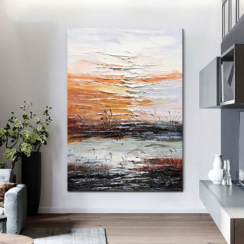 Abstract Acrylic Paintings for Living Room, Modern Contemporary