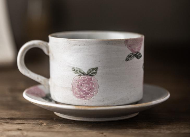 Pink Pottery Coffee Cups, Cappuccino Coffee Mug, Latte Coffee Cup, Whi –  Paintingforhome
