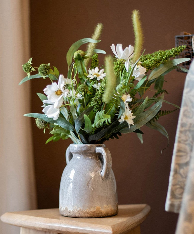 Vase Decoration Green Flowers, Artificial Flowers Green