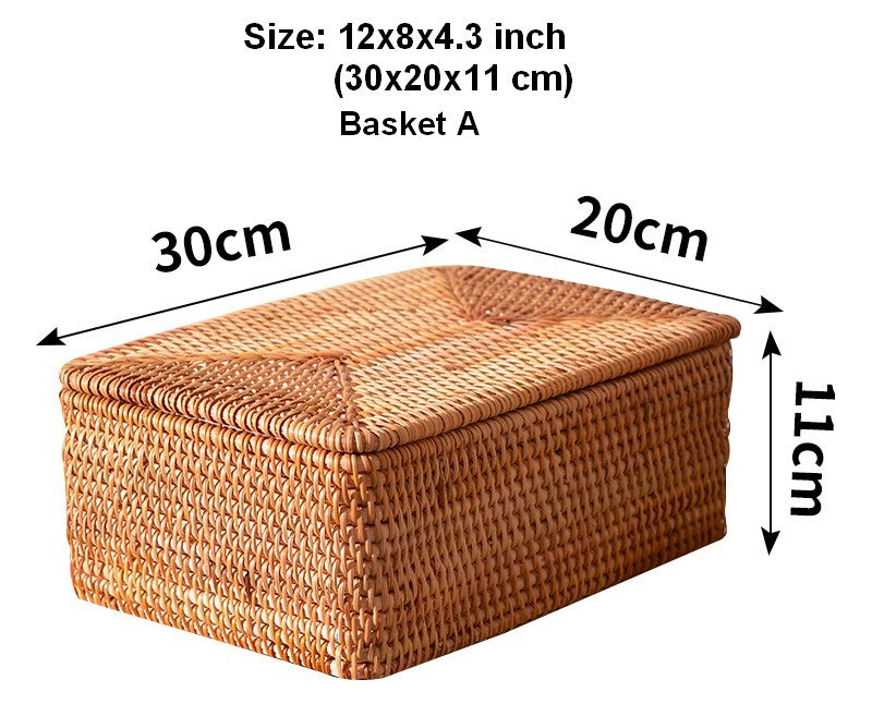 Woven Rectangular Basket for Shelves, Rattan Storage Basket, Storage B –  Paintingforhome