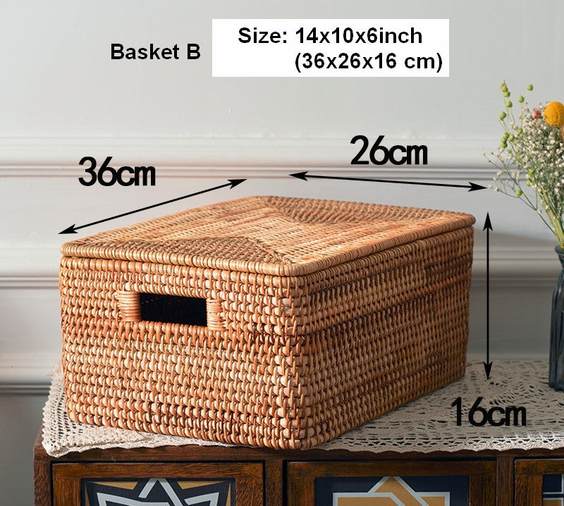 Wicker Storage Baskets for Bathroom, Rattan Rectangular Storage Basket –  Paintingforhome