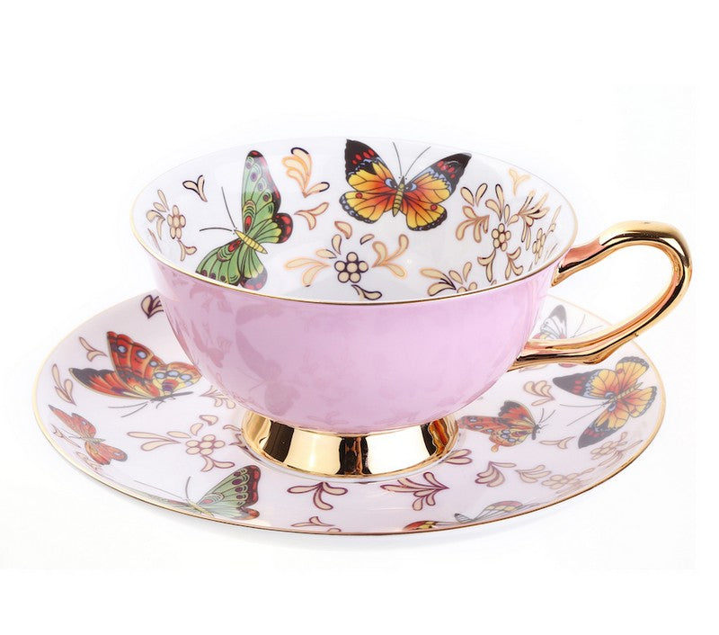 Creative Cute Ceramic Coffee Cup and Saucer Set, Gift Pink