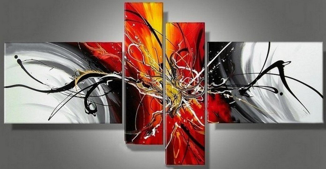 Original Abstract painting across 4 on sale canvases. 12