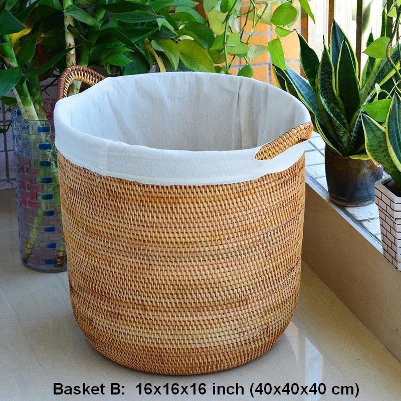 Large Laundry Storage Basket for Clothes, Oversized Rattan Storage