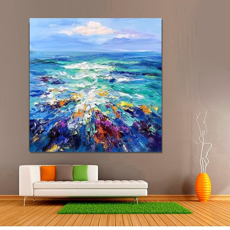 Large Vertical modern painting decorative pictures abstract art acrylic  landscape painting canvas pictures for living room wall