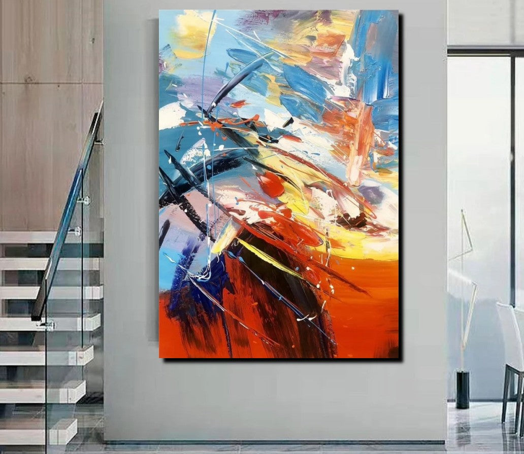 Extra Large Vertical Modern Art Work Contemporary Abstract Wall Art Palette  Knife Thick Acrylic Painting Artwork