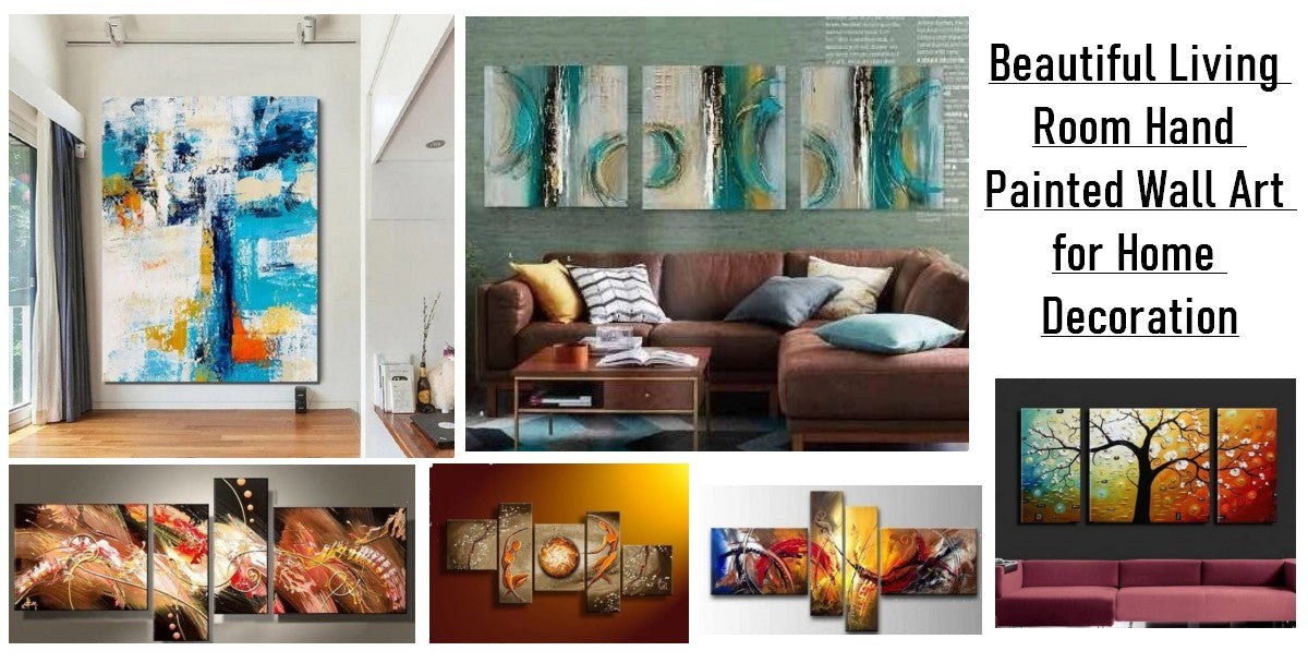 Living Room Wall Art Ideas, Abstract Living Room Canvas Art, Hand Pain ...