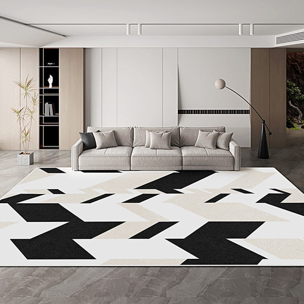 Abstract Contemporary Area Rugs for Bedroom, Large Modern Living Room Rugs, Geometric Modern Rugs for Dining Room-Paintingforhome