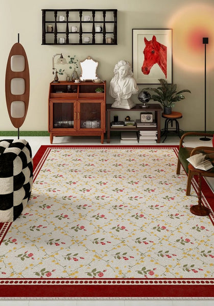 Bedroom Modern Rugs, Flower Pattern Modern Rugs for Farmhouse , Modern Rugs for Dining Room, Modern Rugs for Living Room-Paintingforhome