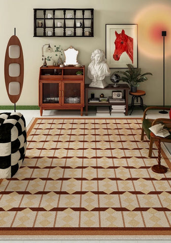 Abstract Geometric Modern Rugs, Dining Room Floor Carpets, Contemporary Modern Rugs for Bedroom, Mid Century Modern Rugs for Living Room-Paintingforhome