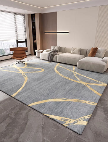 Geometric Contemporary Modern Rugs Next to Bed, Abstract Area Rugs for Living Room, Modern Rugs under Dining Room Table, Modern Carpets for Kitchen-Paintingforhome