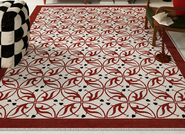 Dining Room Abstract Floor Rugs, Contemporary Area Rugs Next to Bed, Mid Century Flower Pattern Modern Rugs under Coffee Table-Paintingforhome