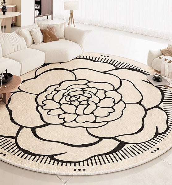 Modern Rug Ideas for Living Room, Bedroom Modern Round Rugs, Dining Room Contemporary Round Rugs, Circular Modern Rugs under Chairs-Paintingforhome