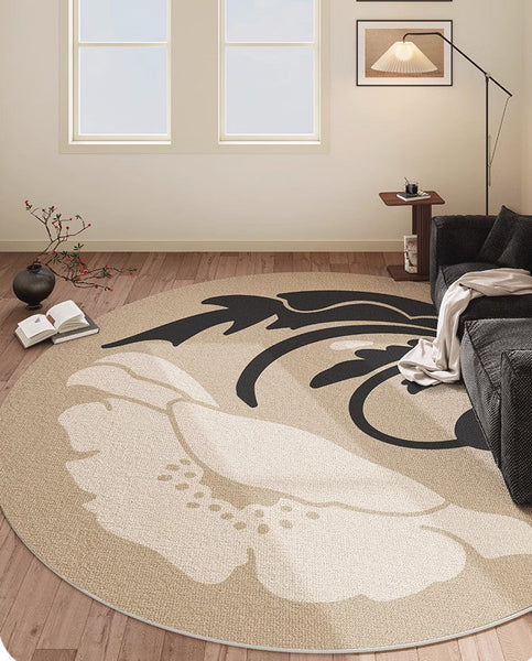 Bathroom Modern Round Rugs, Circular Modern Rugs under Coffee Table, Round Modern Rugs in Living Room, Round Contemporary Modern Rugs for Bedroom-Paintingforhome