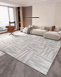 Extra Large Modern Rugs for Bedroom, Geometric Modern Rug Placement Ideas for Dining Room, Abstract Gray Contemporary Modern Rugs for Living Room-Paintingforhome