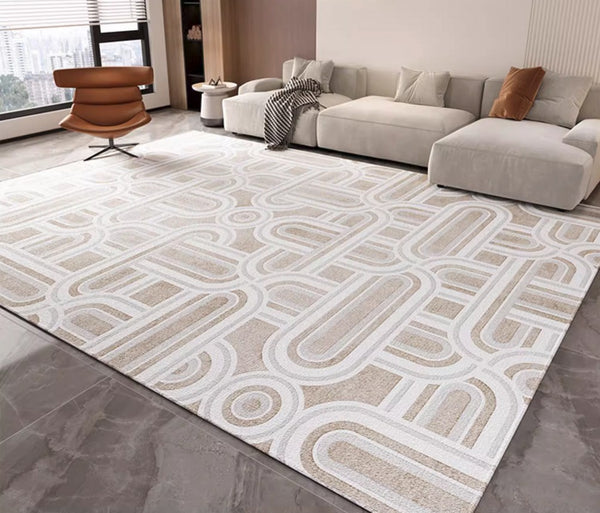 Abstract Large Modern Rugs for Bedroom, Living Room Abstract Gray Contemporary Modern Rugs, Geometric Modern Rug Placement Ideas for Dining Room-Paintingforhome