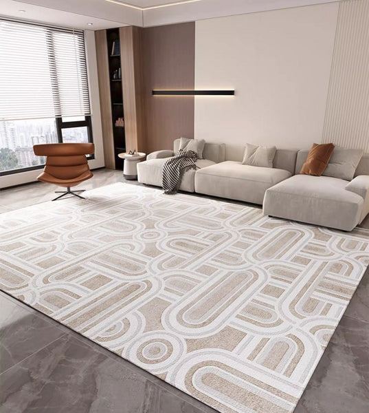 Abstract Large Modern Rugs for Bedroom, Living Room Abstract Gray Contemporary Modern Rugs, Geometric Modern Rug Placement Ideas for Dining Room-Paintingforhome