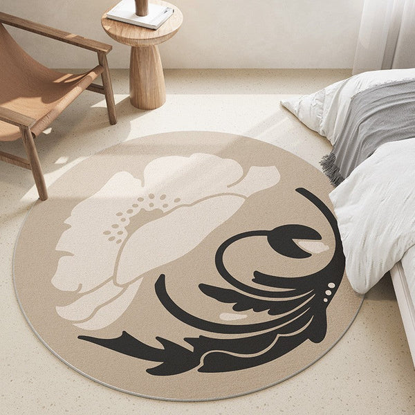 Bathroom Modern Round Rugs, Circular Modern Rugs under Coffee Table, Round Modern Rugs in Living Room, Round Contemporary Modern Rugs for Bedroom-Paintingforhome