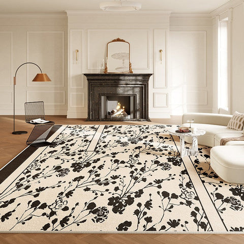 Contemporary Modern Rugs under Dining Room Table, Bedroom French Style Modern Rugs, Flower Pattern Modern Rugs for Interior Design, Flower Pattern Modern Rugs for Living Room-Paintingforhome