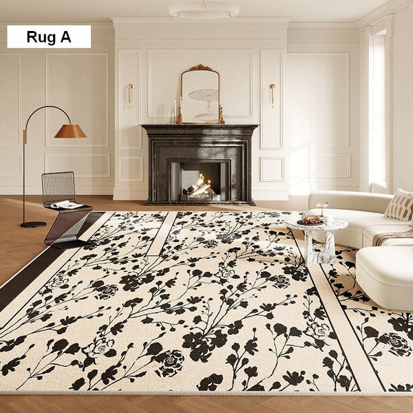 Modern Rugs for Living Room, French Style Modern Rugs for Bedroom, Flower Pattern Modern Rugs for Interior Design, Contemporary Modern Rugs under Dining Room Table-Paintingforhome