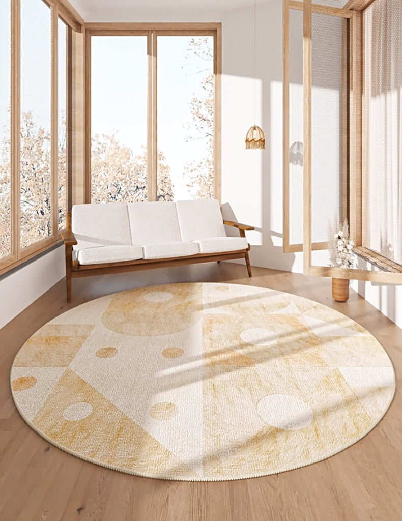 Living Room Contemporary Modern Rugs, Geometric Circular Rugs for Dining  Room, Modern Rugs under Coffee Table, Abstract Modern Round Rugs for Bedroom