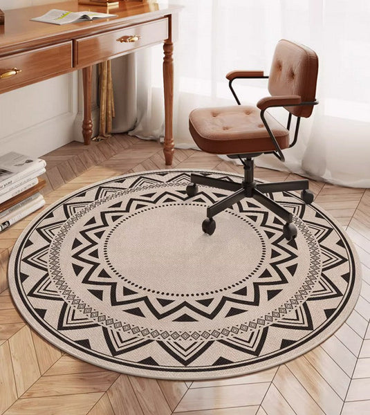 Modern Round Rugs for Bedroom, Circular Modern Rugs under Dining Room Table, Contemporary Round Rugs, Geometric Modern Rug Ideas for Living Room-Paintingforhome