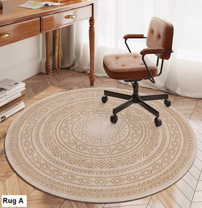 Round Rugs under Coffee Table, Geometric Modern Rug Ideas for Living Room, Circular Modern Rugs under Dining Room Table, Modern Round Rugs for Bedroom-Paintingforhome