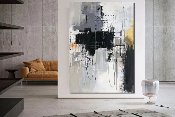 Large Paintings Behind Sofa, Large Painting for Living Room, Acrylic Paintings on Canvas, Heavy Texture Painting, Buy Paintings Online-Paintingforhome