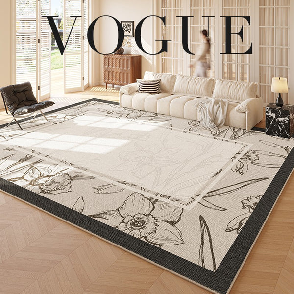 Unique Modern Rugs for Living Room, Large Modern Rugs for Bedroom, Flower Pattern Area Rugs under Coffee Table, Contemporary Modern Rugs for Dining Room-Paintingforhome