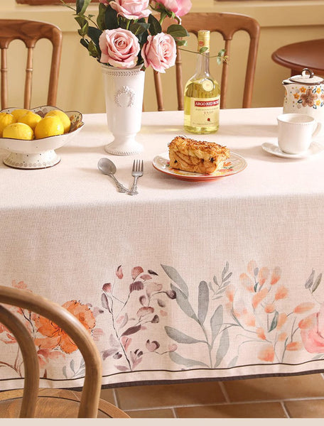 Spring Flower Rustic Table Cover, Rectangle Tablecloth for Dining Table, Extra Large Modern Tablecloth, Square Linen Tablecloth for Coffee Table-Paintingforhome