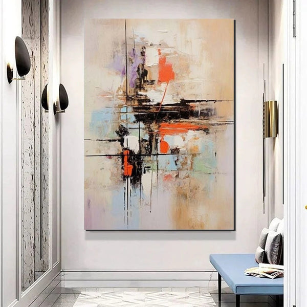 Large Acrylic Canvas Paintings, Simple Wall Art Ideas, Heavy Texture Painting, Bedroom Abstract Paintings, Modern Abstract Painting-Paintingforhome