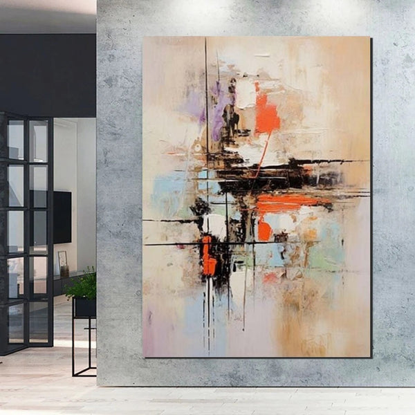 Large Acrylic Canvas Paintings, Simple Wall Art Ideas, Heavy Texture Painting, Bedroom Abstract Paintings, Modern Abstract Painting-Paintingforhome