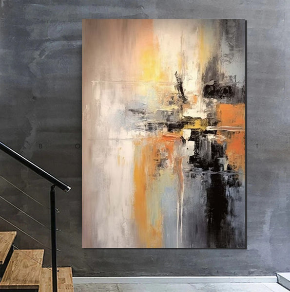 Heavy Texture Painting, Bedroom Abstract Paintings, Large Acrylic Canvas Paintings, Simple Wall Art Ideas, Modern Abstract Painting-Paintingforhome