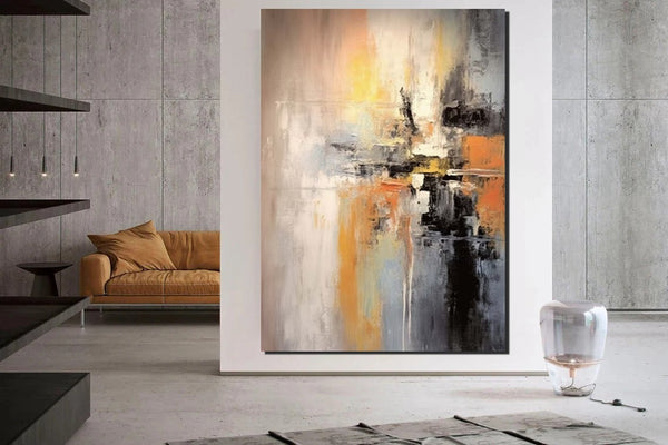 Heavy Texture Painting, Bedroom Abstract Paintings, Large Acrylic Canvas Paintings, Simple Wall Art Ideas, Modern Abstract Painting-Paintingforhome