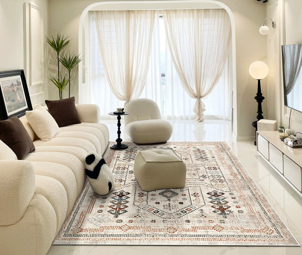 Morocco Contemporary Rugs Next to Bed, Modern Rugs for Living Room, Flower Pattern Contemporary Modern Rugs for Dining Room-Paintingforhome