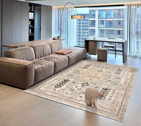 Morocco Contemporary Rugs Next to Bed, Modern Rugs for Living Room, Flower Pattern Contemporary Modern Rugs for Dining Room-Paintingforhome