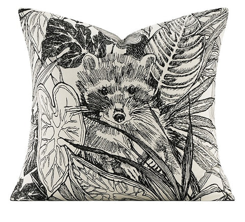 Animal Jungle Raccoon Decorative Throw Pillows for Bedroom, Large Throw Pillow for Interior Design, Contemporary Square Modern Throw Pillows for Couch-Paintingforhome