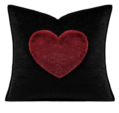 Red Heart Shape Modern Pillows for Couch, Decorative Pillow Covers, Abstract Decorative Throw Pillows for Living Room, Large Modern Sofa Pillow Cases-Paintingforhome