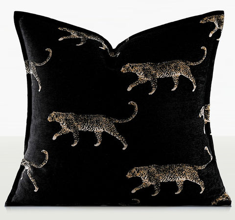 Black Decorative Pillow Covers, Large Modern Sofa Pillow Cases, Cheetah Modern Pillows for Couch, Abstract Decorative Throw Pillows for Living Room-Paintingforhome